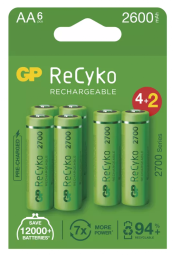 GP ReCyko HR6 (AA) 2600mAh 4+2ks - Nabíjacie batérie