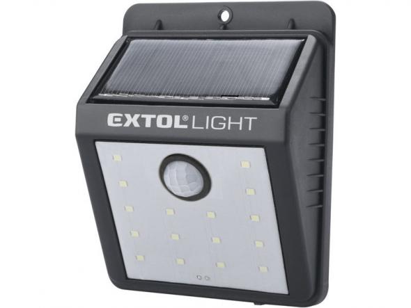 EXTOL - Svetlo LED nástenné so solárnym ponelom a pohybovým senzorom, 120lm, 3.7V/1,2Ah Li-ion