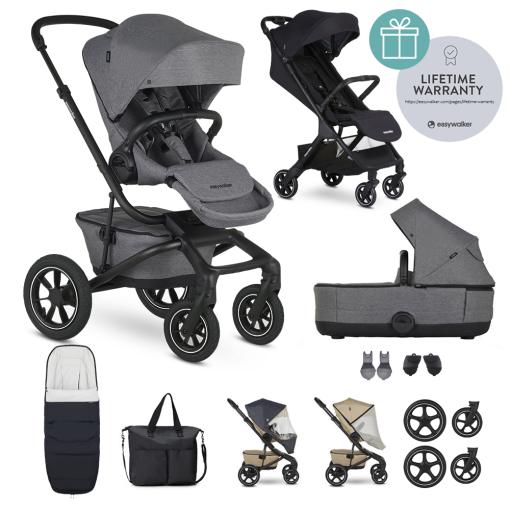 EASYWALKER Kočík kombinovaný Jimmey Iris Grey XXL AIR + RWS + Jackey Shadow Black