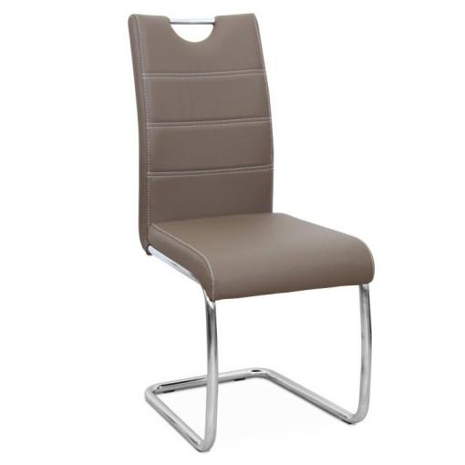 ABIRA NEW HN - stolička jedálenská chróm/ ekokoža hnedá