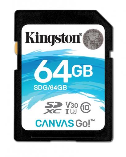 Kingston Canvas Go SDHC 64GB class 10 UHS-I U3 V30 (r90MB,w45MB) - Pamäťová karta SD
