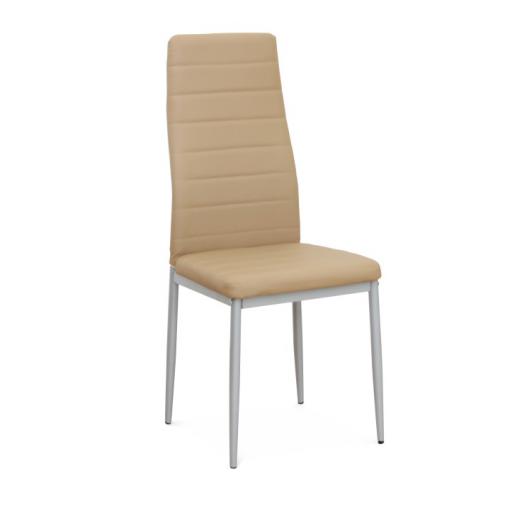 COLETA NOVA BE/SI - stolička jedálenská béžová ekokoža / sivý kov