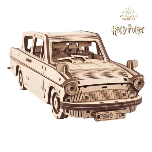 UGEARS 3D drevené mechanické puzzle Harry Potter Lietajúci Ford Anglia - 3D skladačka