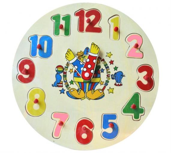 Bino Hodiny - puzzle Klaun - Drevená hračka