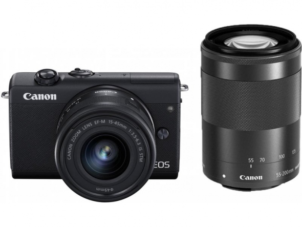 Canon EOS M200 + EF-M 15-45mm f/3.5-6.3 IS STM+EF-M55-200mm f/4.5-6.3 IS STM čierny - Digitálny fotoaparát