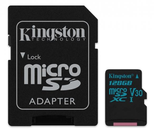Kingston Canvas Go MicroSDXC 128GB Class U3 UHS-I V30 (r90MB,w45MB) - Pamäťová karta + adaptér