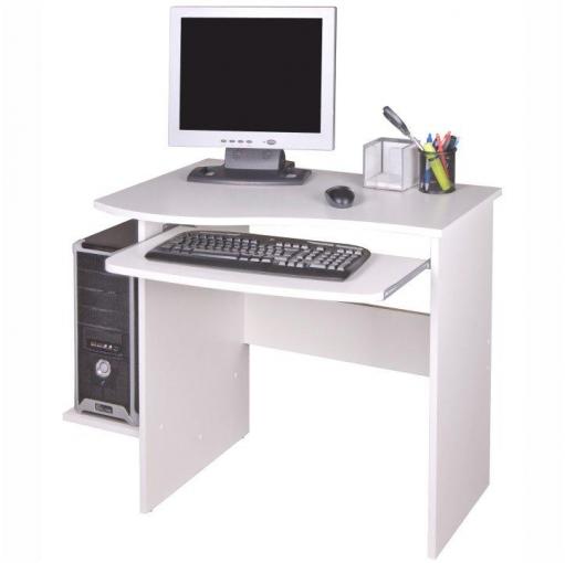 MELICHAR BI - PC stôl biely s výsuvnou policou