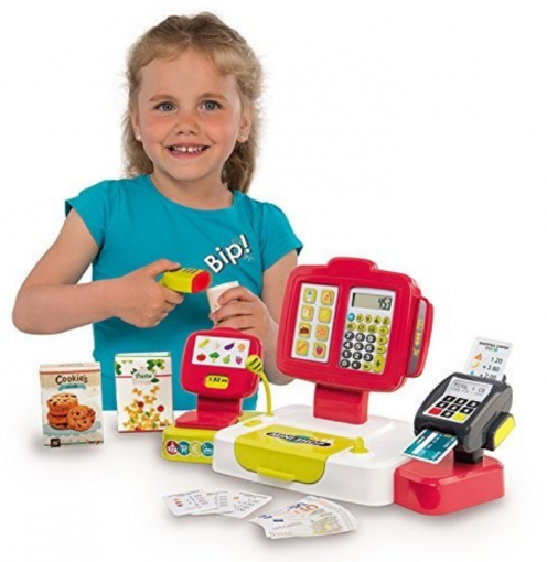 Smoby Elektronická pokladňa s čítačkou kódov, kariet a s váhou červená - Pokladňa