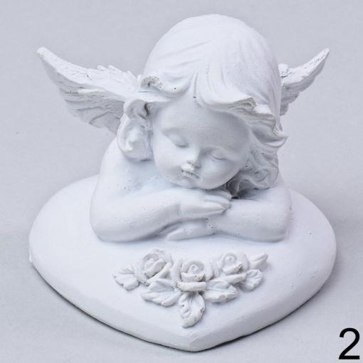 Anjel na srdiečku biely s rukami pod bradou 8cm - Dekorácia