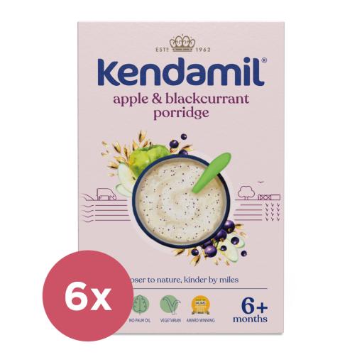 6x KENDAMIL Kaša mliečna s čiernými ríbezľami a jablkami (150 g), 6m+