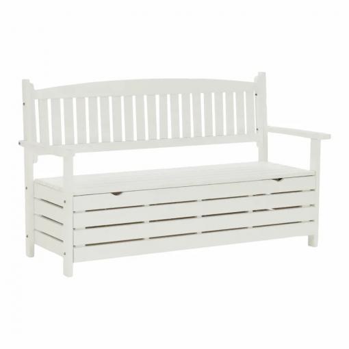 AMULA BI - Záhradná lavička s úložným priestorom, biela 150cm