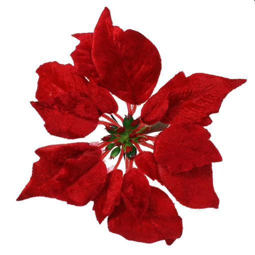 Poinsettia červená clip 12cm - Umelý kvet vianočný