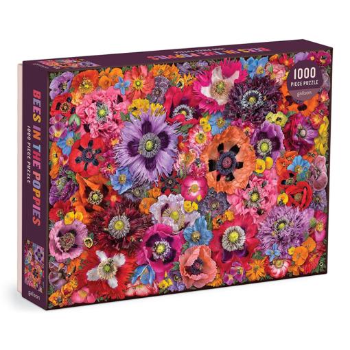 Galison Puzzle Včely medzi kvetmi maku 1000 dielikov - puzzle