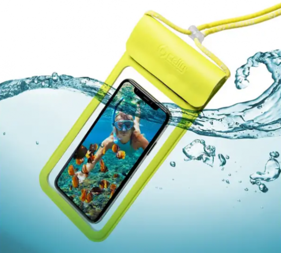 Celly Splash Bag 2019 pre telefóny 6,5" žlté - Univerzálne vodeodolné puzdro