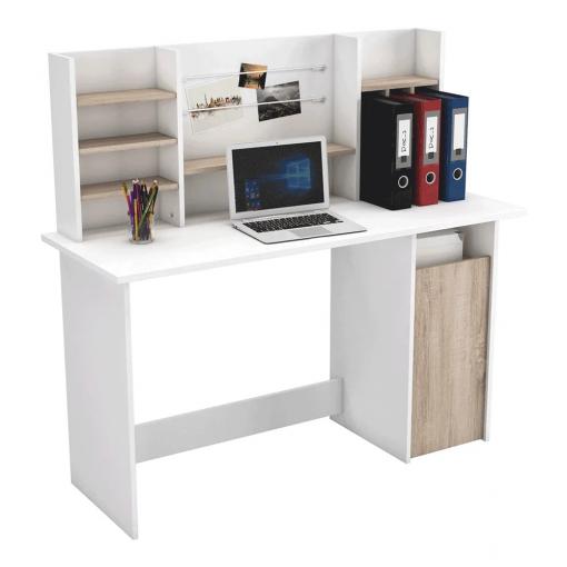 AMBRE DB/BI - PC stôl, dub brushed/biela, AMBRE
