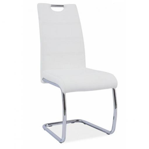 ABIRA NEW BI - stolička jedálenská chróm/ ekokoža biela
