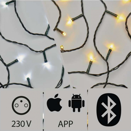 Emos Aplikáciou ovládaná LED vianočná reťaz 20m studená/teplá biela - Vianočné svetlá Bluetooth
