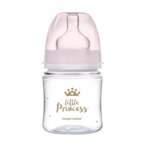CANPOL BABIES Fľaša so širokým hrdlom Royal Baby 120 ml ružová