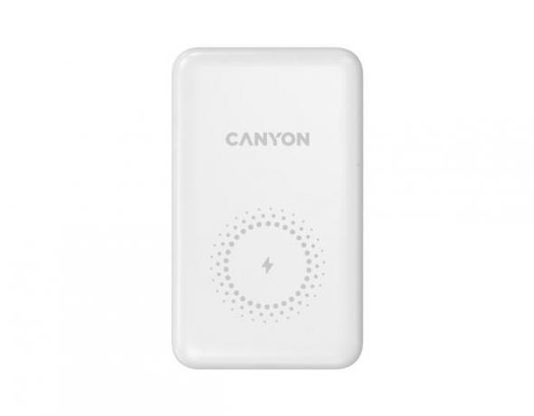 Canyon PB-1001 Li-pol 10000mAh biely USB-C + Lightning - bezdrôtové nabíjanie - Power bank