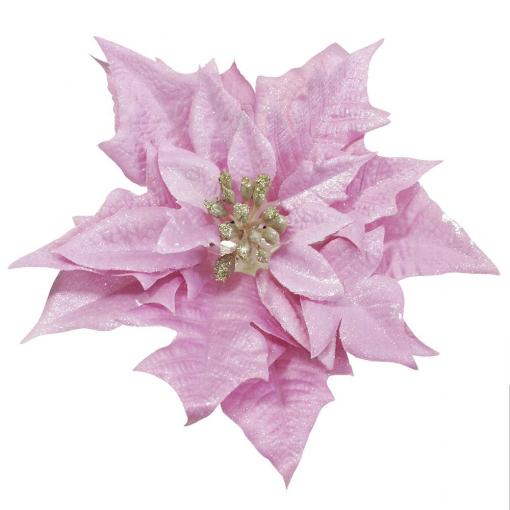 Poinsettia ružová clip 20cm - Umelý kvet vianočný