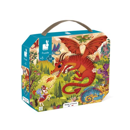 Janod Janod Puzzle v kufríku Dračie kráľovstvo 54 ks