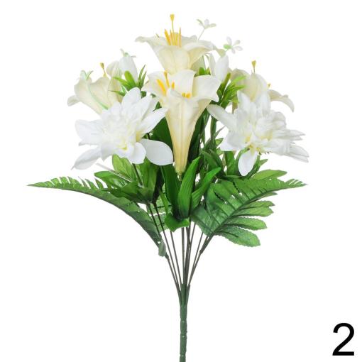Kytica dahlia+ľalia BIELA 40cm - Umelé kvety