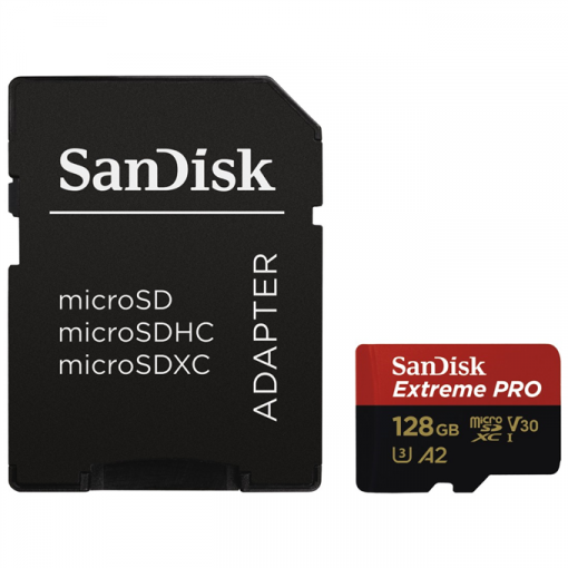 SanDisk Extreme Pro MicroSDXC 128GB A2 C10 V30 UHS-I U3 (r170/w90) - Pamäťová karta + adaptér