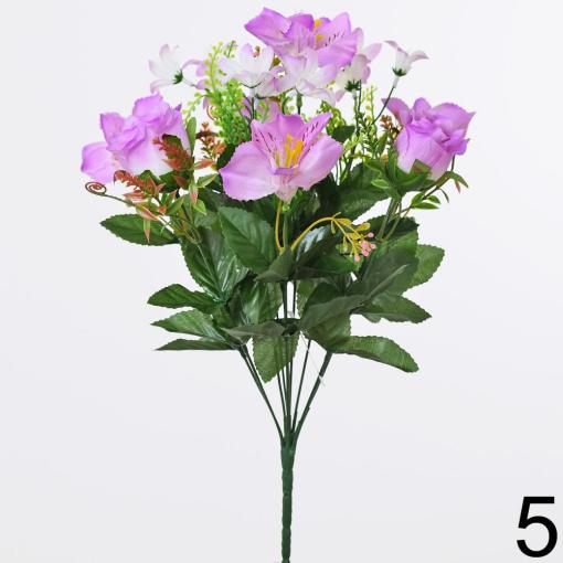 Kytica ruža + ľalia 43cm FIALOVÁ - Umelé kvety