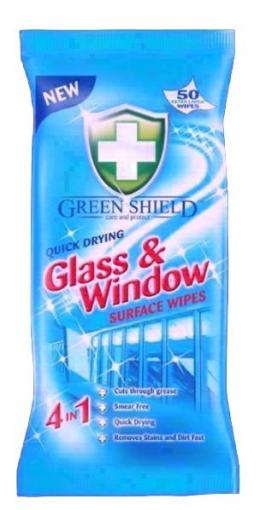 Green Shield - Vlhčené čistiace utierky na sklo a okna 50ks