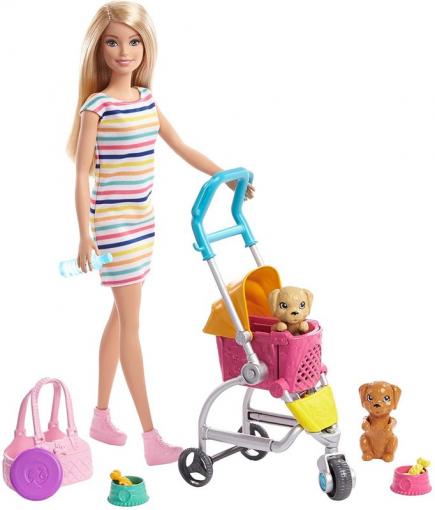 Mattel Barbie Bábika na vychádzke so psíkom - Bábika