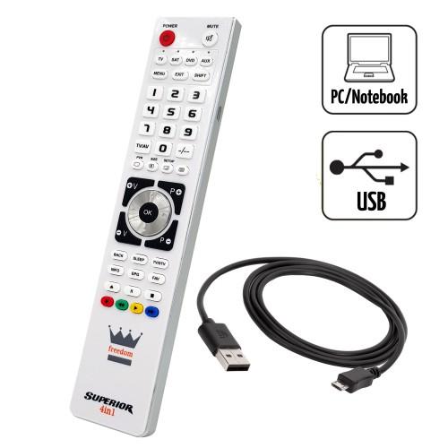 inHouse Univerzálny diaľkový ovládač FREEDOM 4v1 USB biely - dialkovy ovládač