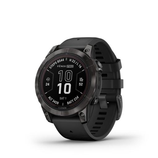 Garmin fenix 7 Pro Sapphire Solar, Carbon Gray DLC Titanium, Black Band - prémiové multišportové GPS hodinky