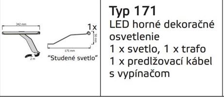 SVETLO 171 (5220364) - 1ks LED horné dekoračné osvetlenie + 1ks trafo + 1ks predlžovací kábel s vypínačom
