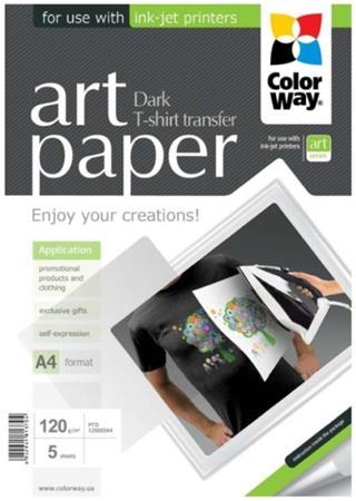 ColorWay Nažehľovací papier na tmavý textil A4 120g/m2 5ks - Špeciálny papier pre atramentovú tlač