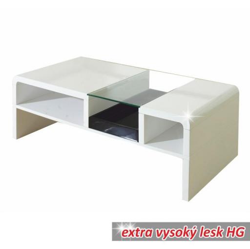 SHAPE - konferenčný stolík biela extra vysoký lesk/sklo