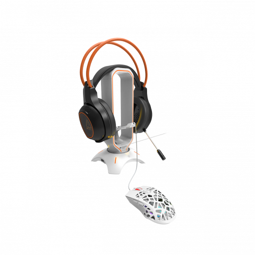 Canyon WH-200 biely 3v1, stojan pre headset + bungee stabilizátor kábla + USB hub - Stojan na slúchadlá