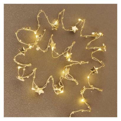 Emos LED vianočná reťaz zlatá – hviezdičky 1.9m 2xAA teplá biela, časovač - Vianočná dekorácia