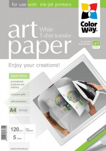 ColorWay Nažehľovací papier na svetlý textil A4 120g/m2 5ks - Špeciálny papier pre atramentovú tlač