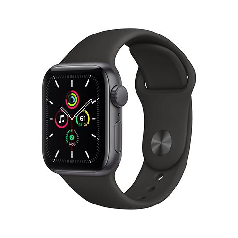 Apple Watch SE GPS, 40mm Space Gray Aluminium Case with Black Sport Band - Regular - Smart hodinky