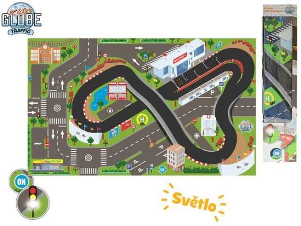 MIKRO -  Kids Globe Traffic koberec dopravný okruh 120x72cm na batérie so svetlom - autíčka