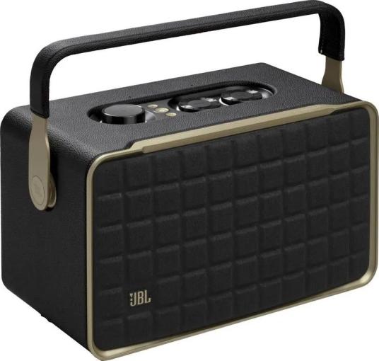 JBL Authentics 300 - Prenosný smart domáci reproduktor s Wi-Fi, Bluetooth a hlasovými asistentmi v retro dizajne.