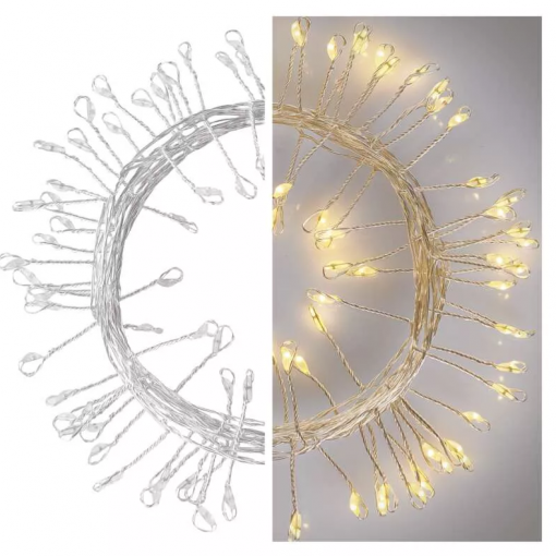 Emos LED vianočná nano reťaz – ježko 2.4m, 3x AA, vnútorná, teplá biela, časovač - Vianočné osvetlenie