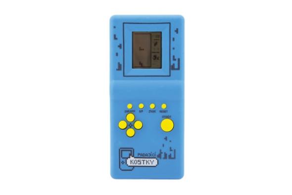 Teddies Digitálna hra Padajúce kocky hlavolam plast 7x14,5cm na batérie so zvukom - modrá