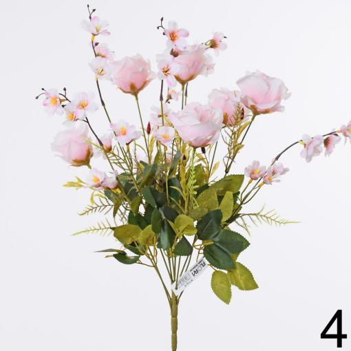 Kytica ruža ružová 46cm - Umelé kvety