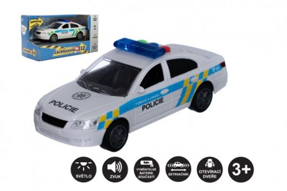 Teddies Auto polícia plast 15cm na batérie so zvukom so svetlom na zotrvačník v krabici 20x11x9cm