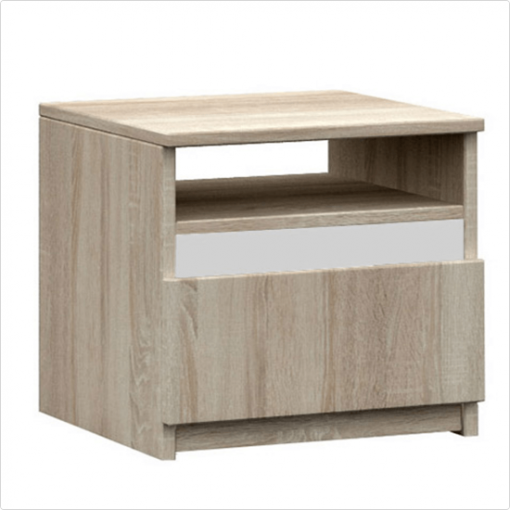 MEDIOLAN NEW DS/BI vystavený kus - nočný stolík s jednou zásuvkou a poličkou, dub sonoma / biely