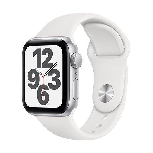 Apple Watch SE GPS, 40mm Silver Aluminium Case with White Sport Band - Regular - Smart hodinky