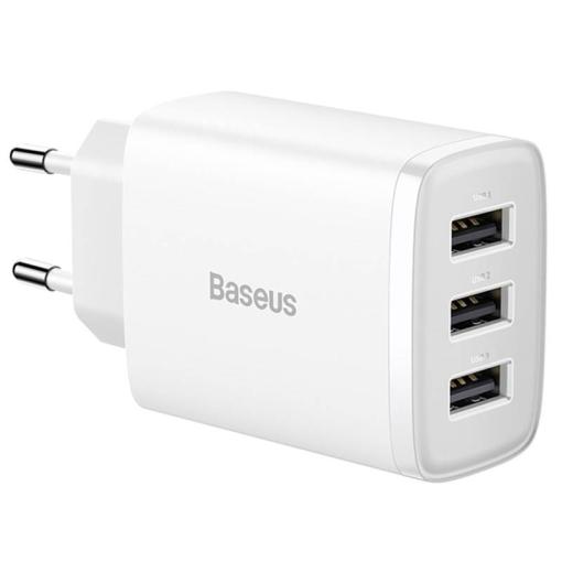 Baseus Compact Charger 17W 3USB EU biely - Univerzálny USB adaptér