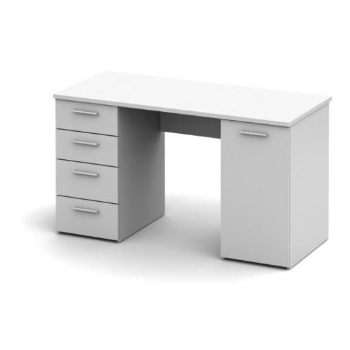 EUSTACH BI - písací stôl biely 4Z/1D
