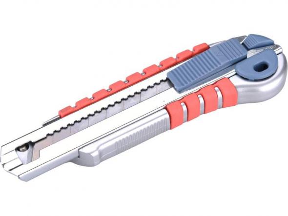 EXTOL - Nôž univerzálny olamovací, 18mm, kov/plast, pogumovaný, autostop, 3x CK75 brit